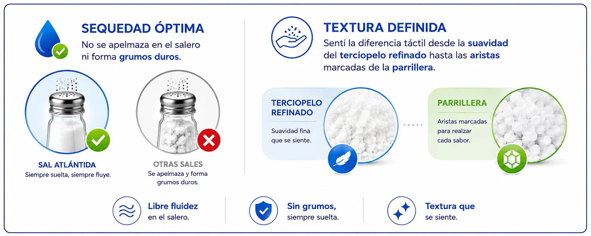 Sal Atlántida, demostración de la sequedad de la sal.